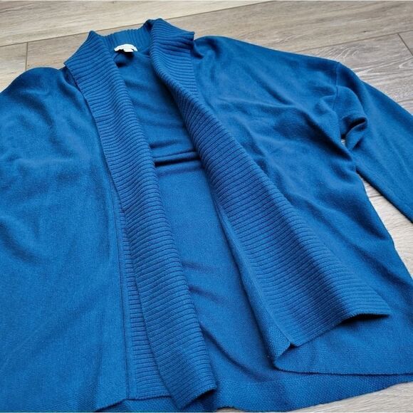 Talbots s/p dark teal cardigan ribbed edge - Picture 3 of 8